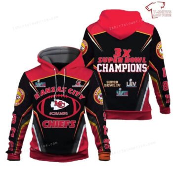 NFL Kansas City Chiefs Red Super Bowl 2022 - 2023 Champions 3x Pullover Hoodie
